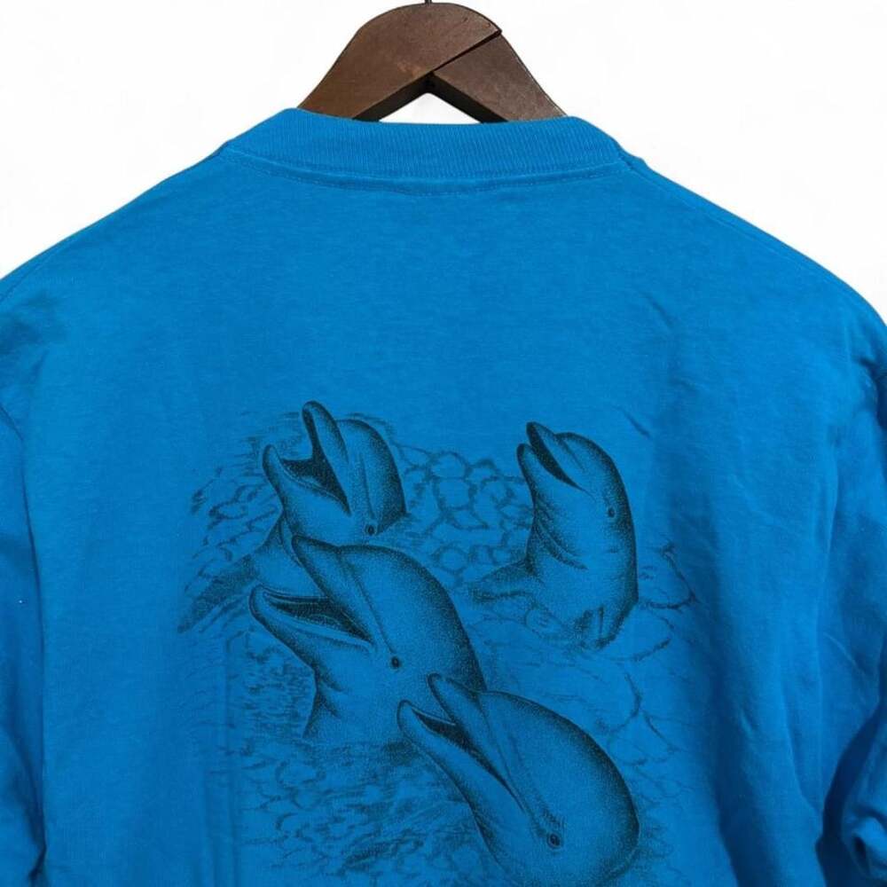 Fruit of the Loom Dolphins Plus Key Largo T-Shirt Size L Blue